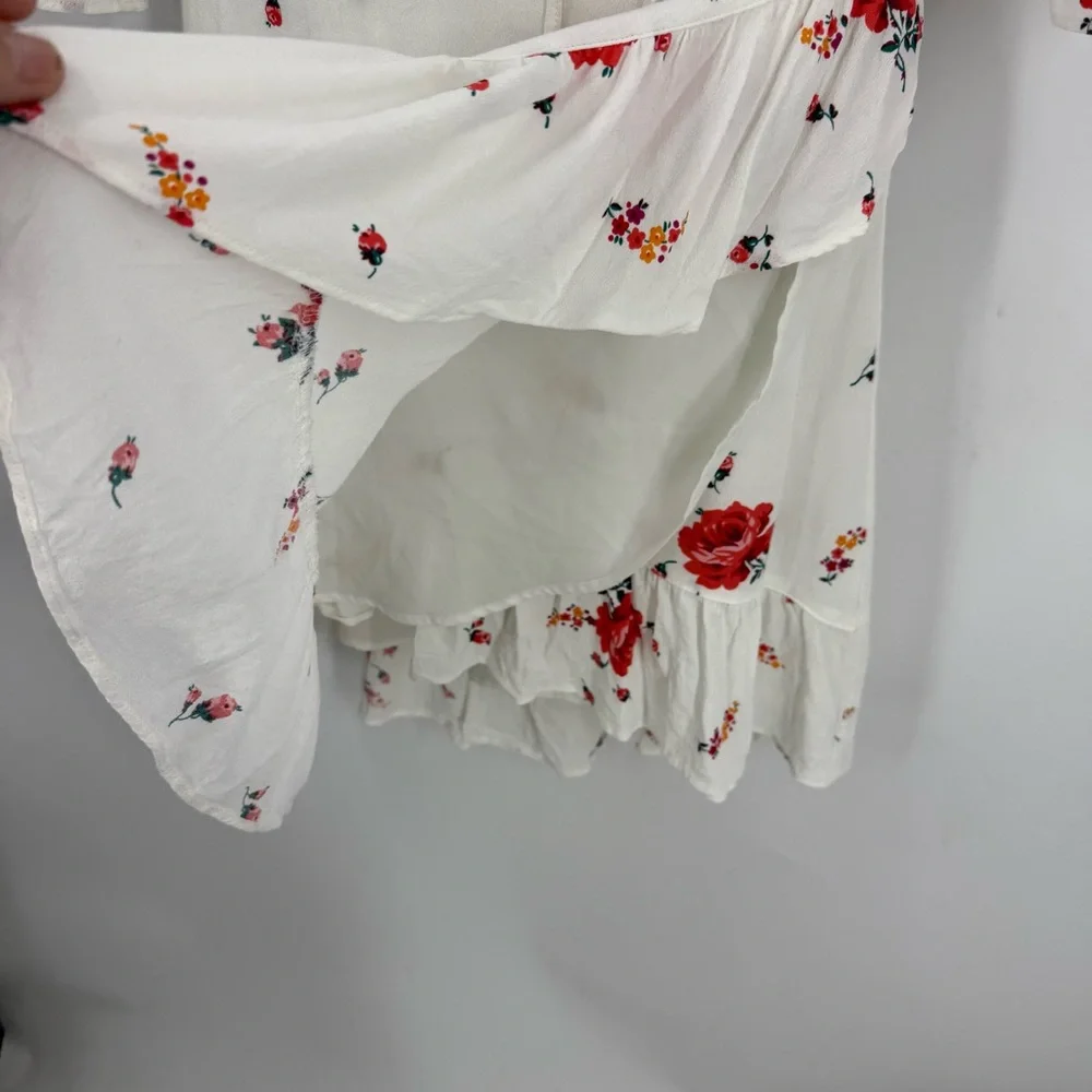 GAP Floral ruffle Wrap Mini Dress - White and Red L - Picture 8 of 15